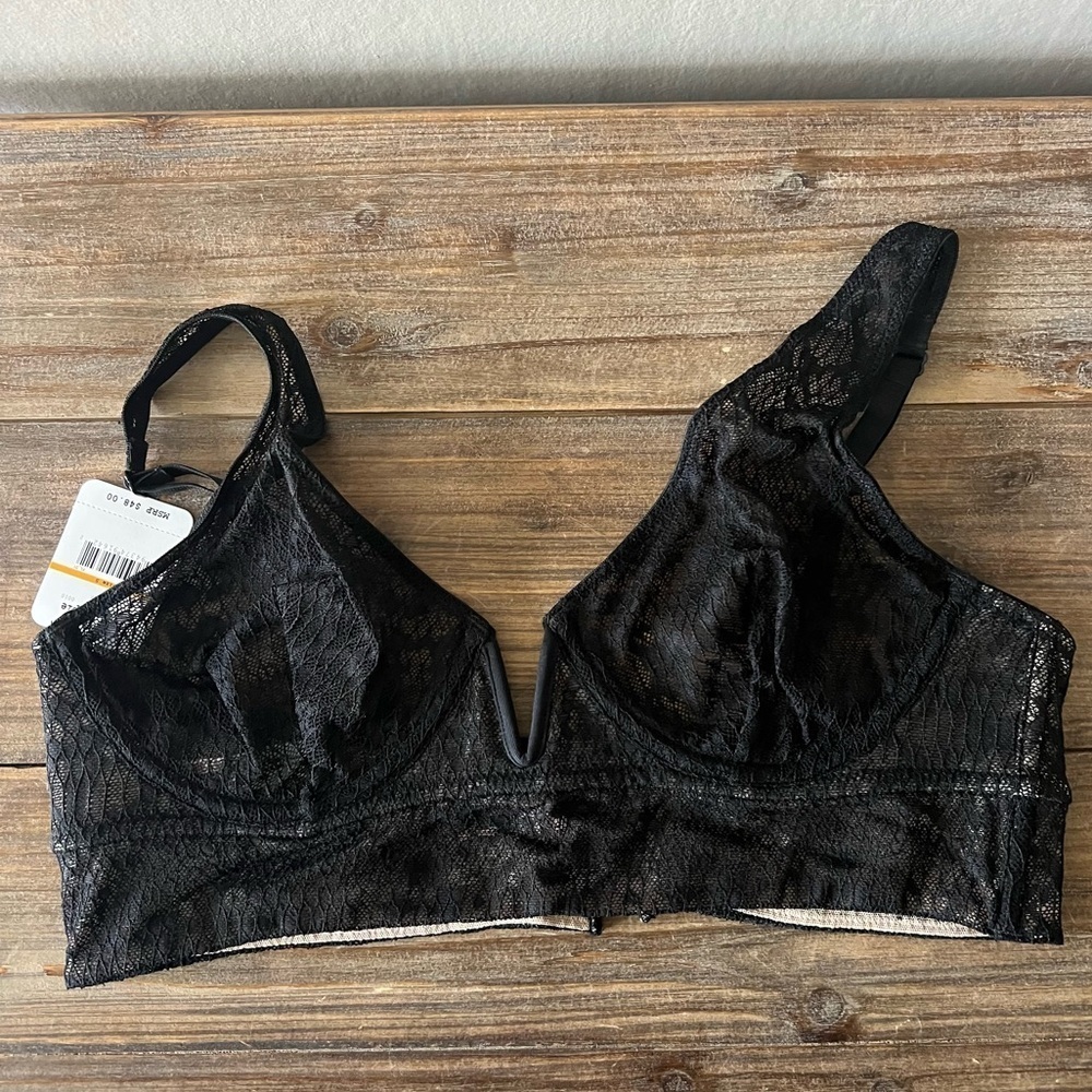 Free People Black Tameeka Lace Underwire Bra Size Size Small NWT
